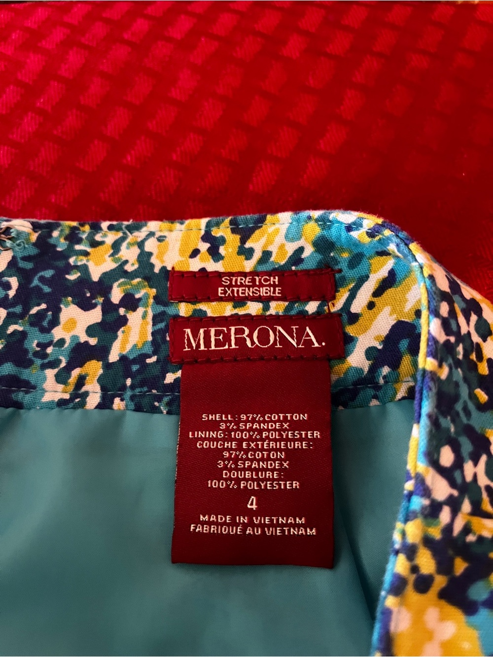 Merona Blue, Turquoise, Green & White Paint Splash Women’s Pencil Skirt - Size 4 - Picture 3 of 5